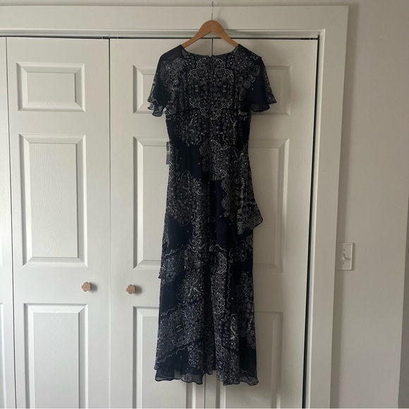 Chaps Dress Paisley Flowy Navy Blue White Maxi Dress Size 14 NWT - Picture 11 of 13